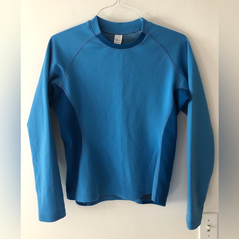 Patagonia Axuwool Crew Neck Base Layer Sweater Wool Blend in Blue Size Large